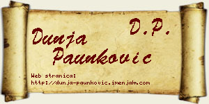 Dunja Paunković vizit kartica